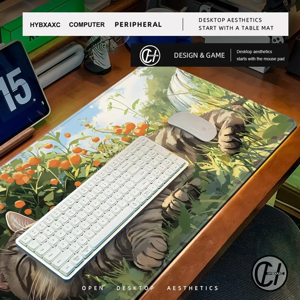 Alfombrilla de ratón extendida de gato Sakura de Anime Kawaii, alfombrilla de ratón de oficina, alfombrillas de teclado de velocidad para juegos, alfombra de mesa, alfombrilla de escritorio para Gamer de ordenador - imagen 5