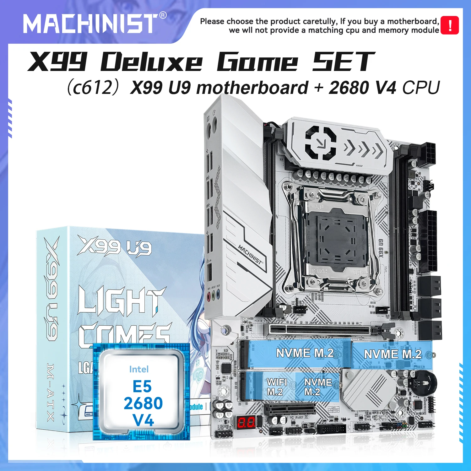 Nueva placa base U9 MACHINIST X99 C612 LGA 2011-3 set procesador de CPU Xeon E5 2680 v4 compatible con DDR4 RAM TPM2.0 cuatro canales M.2 NVME