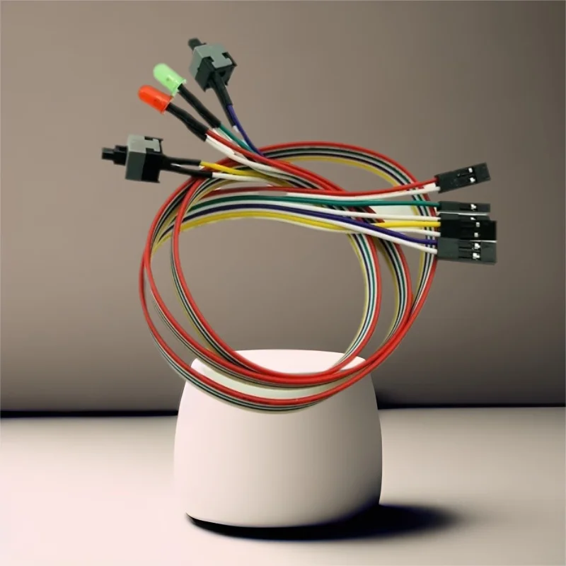 1 Juego de Cable de alimentación de placa base de ordenador de PC delgado de 66CM reinicio de encendido y apagado Original con luz LED interruptor de reinicio de energía de PC interruptor de botón