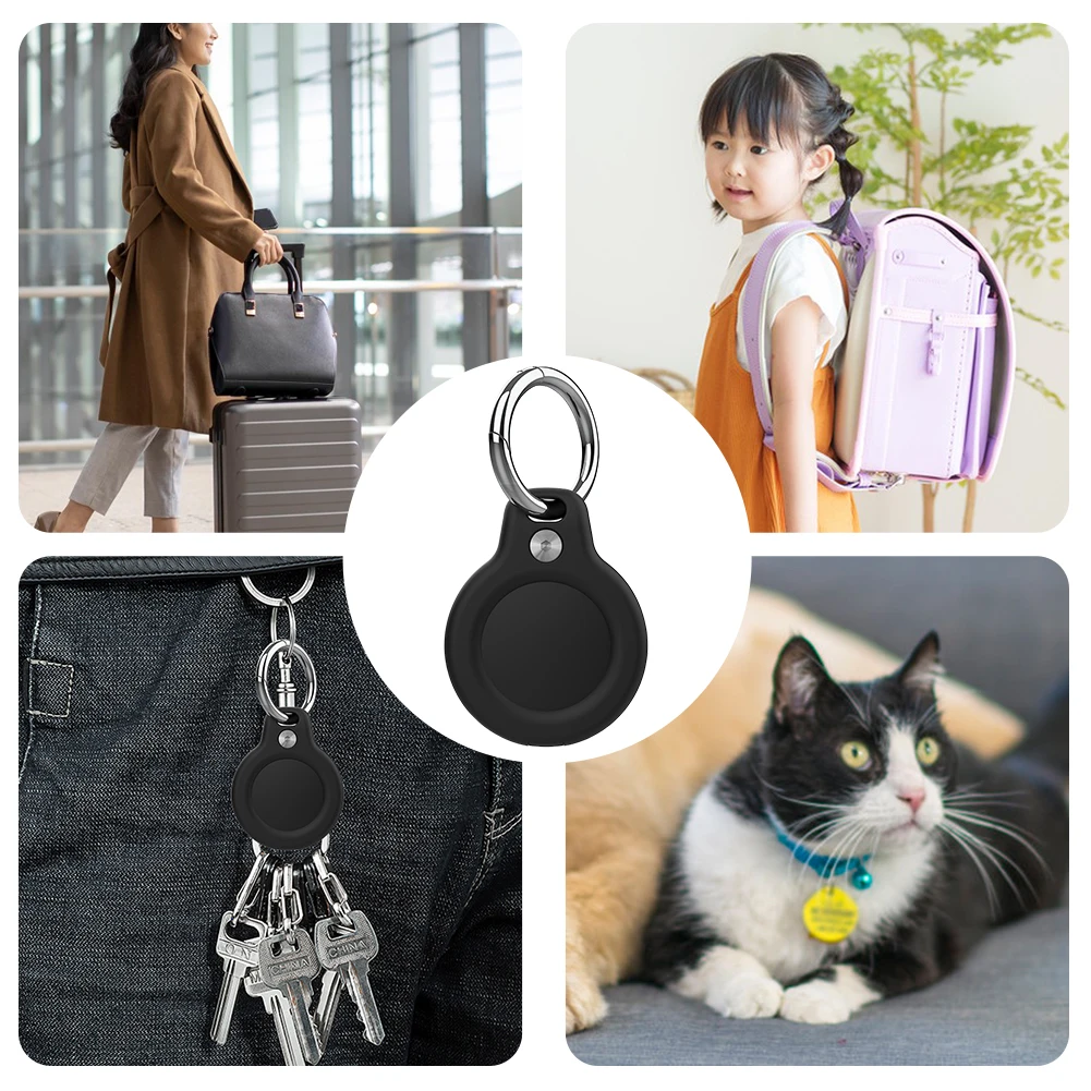 Para Airtag AT-56 soporte llavero impermeable a prueba de golpes funda protectora dura PC antiarañazos funda de piel completa para Apple AirTags - imagen 3