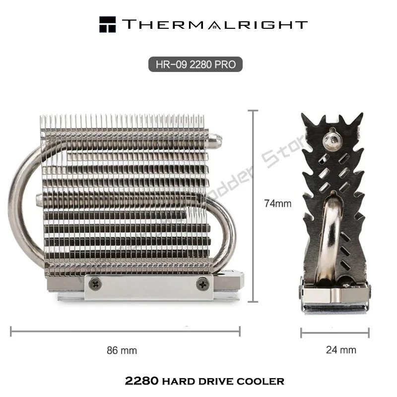 Thermalright-radiador de estado sólido M.2 totalmente de aluminio, chaleco de conducción de calor, disco duro NVME, disipador de calor M2, 14,8 w/mk HR-09 2280 PRO - imagen 3