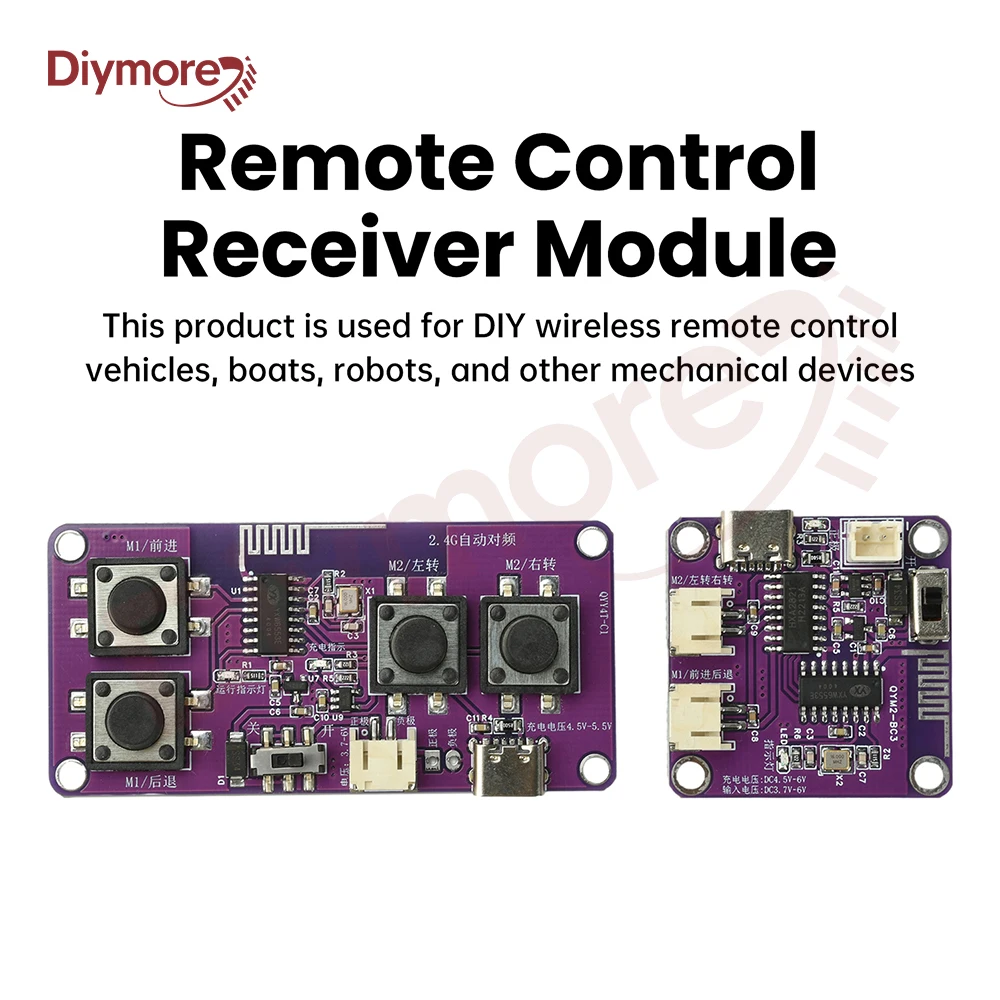 Módulo receptor de Control remoto 2,4G, Kit de módulo receptor de Control remoto de coche de juguete recargable de 4 canales