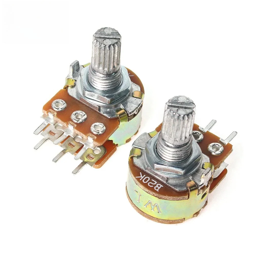 5 uds WH148 potenciómetro de 6 pines 15mm eje de potenciómetros lineales con tuercas y arandelas Kit 1K 2K 5K 10K 20K 50K 100K 250K 500K 1M - imagen 3