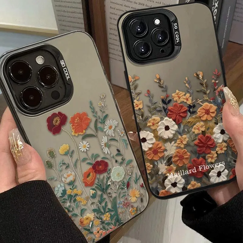 Funda de flores de otoño para iPhone 16Pro 17 15 14 13 12 11 Pro Max XR 7 8 Plus, funda protectora de pantalla a prueba de golpes