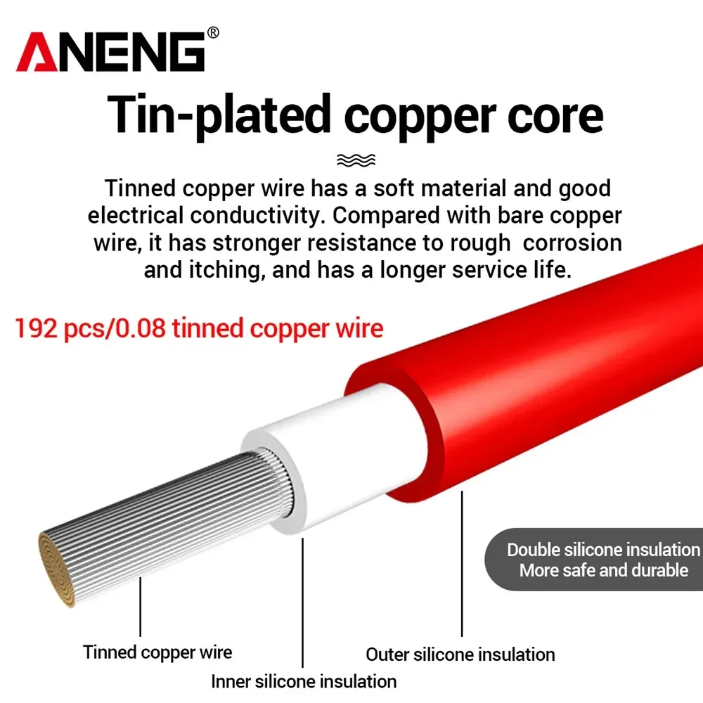ANENG PT2020 cables de prueba multímetro universales cables de silicona de alta calidad prueba 1000V 20A herramientas de electricista de pluma de alambre de aguja de robalo - imagen 4