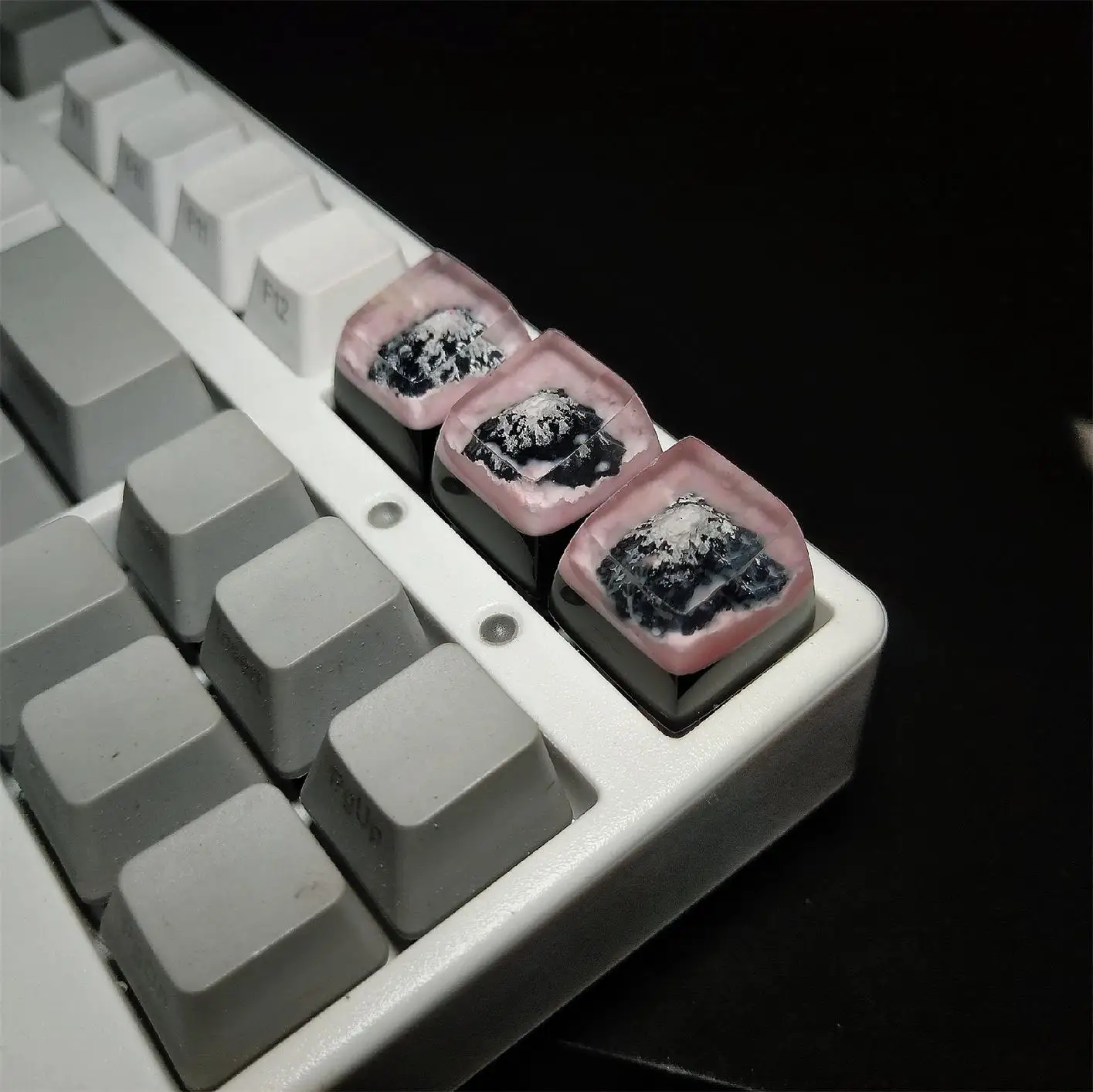 Sakura Mount Fuji Artisan Resin Keycaps para teclado mecánico retroiluminado para GK64 61 Anne Pro 2 AK87, PC Gamer, teclas personalizadas 1u - imagen 3