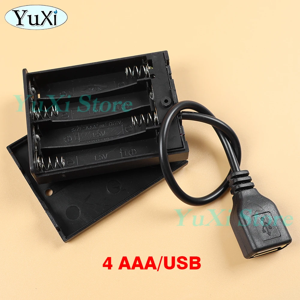 Caja de batería USB 4 AA/AAA para tira de luces LED de 5V, Mini fuente de alimentación USB, caja de batería con interruptor de encendido y apagado para soporte de batería 18650 - imagen 3