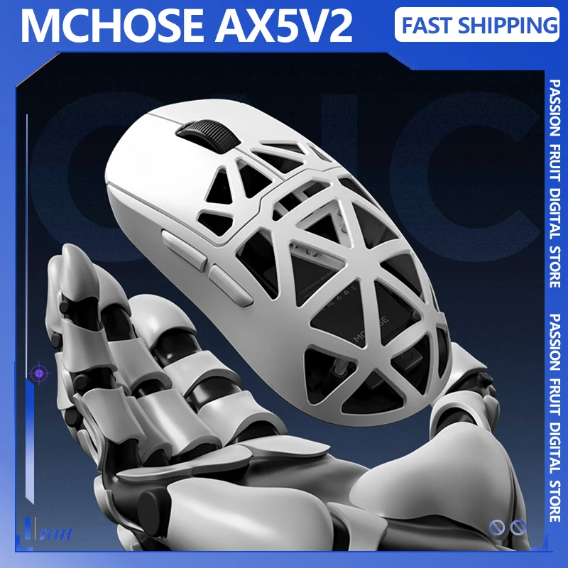 Ratón inalámbrico MCHOSE AX5V2 2,4g doble 8K tasa de retorno 42000DPI PAW3950 54g ratón de juego de exoesqueleto de aleación de magnesio ligero - imagen 2