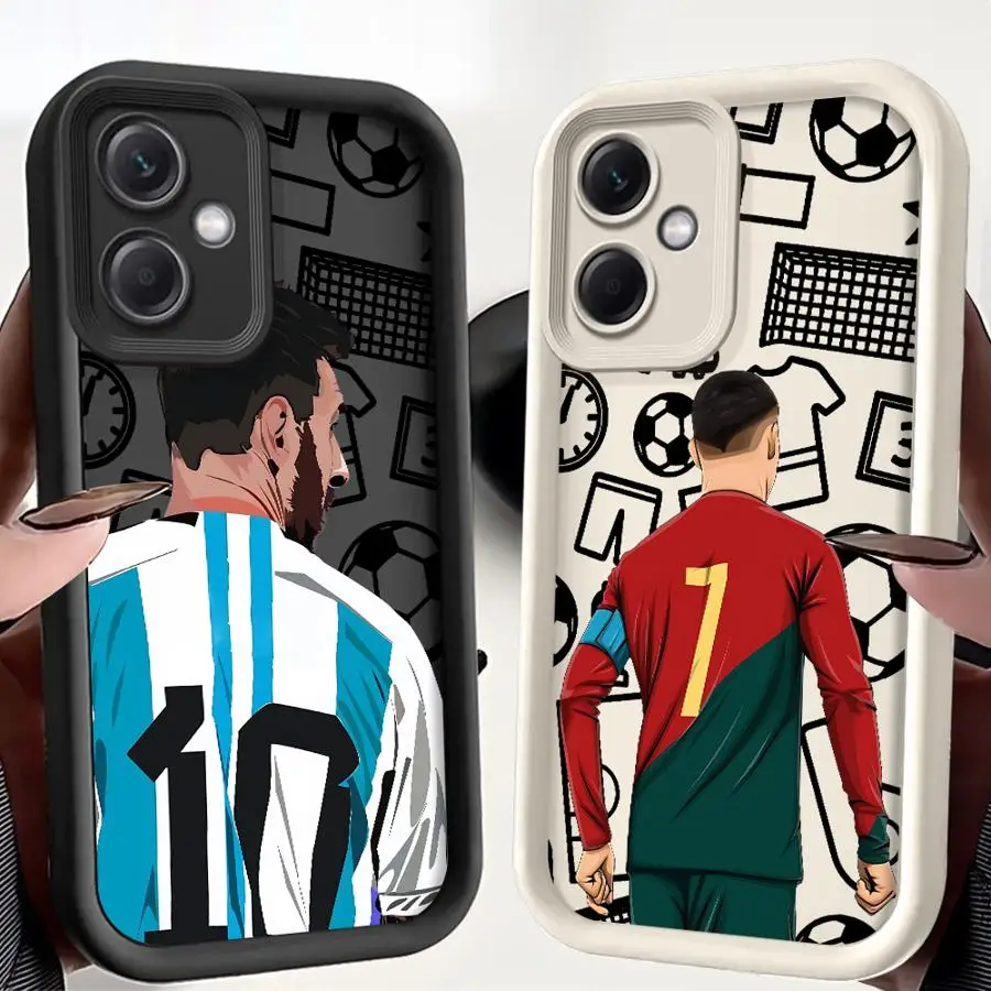 Funda de teléfono con número de fútbol de dibujos animados para Xiaomi Redmi 12 13C 5G 14C A1 A2 Plus A3 A3X A4 Poco X3 NFC C50 C51 C61 Funda