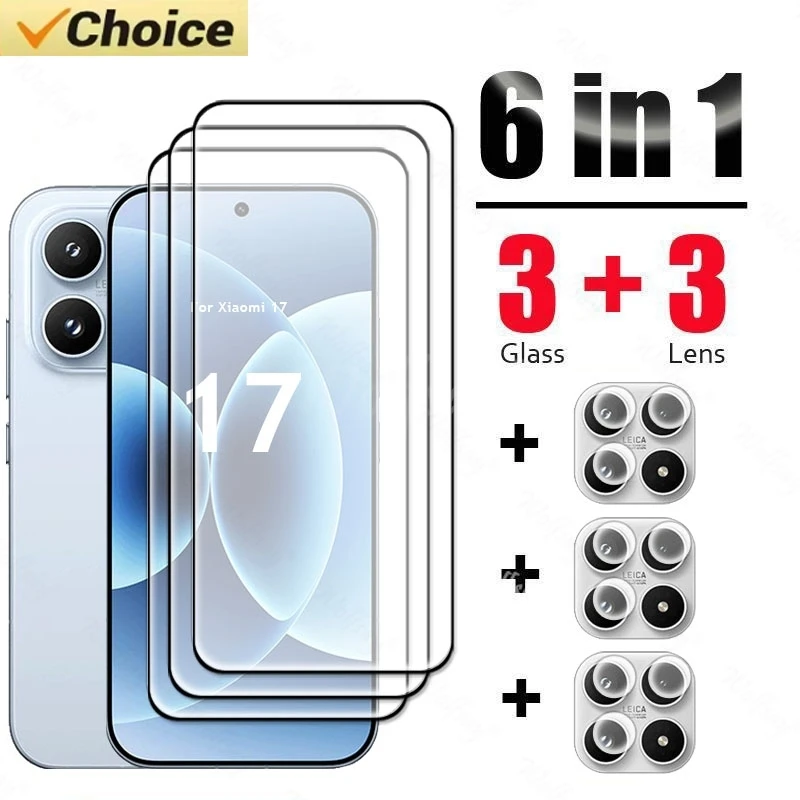 6 en 1 para Xiaomi 17 vidrio templado Xiaomi 17 Protector de pantalla película Xiaomi 17 Pro Max lente de vidrio Protector de cámara