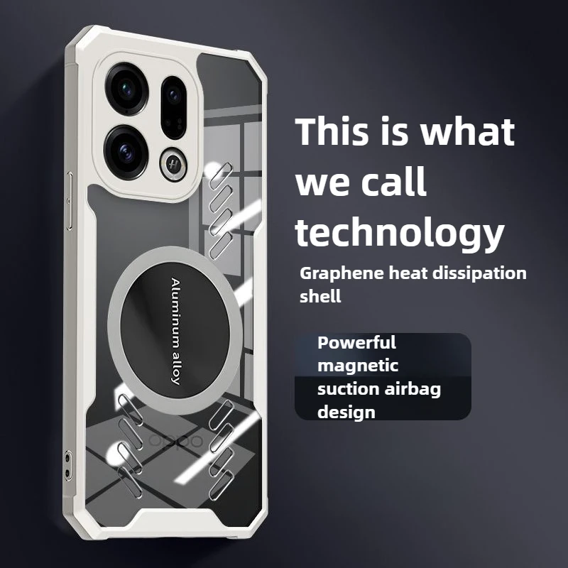 Funda magnética para OPPO Find X9 Pro X8, bolsa de aire de refrigeración de grafeno, cubierta anticaída para OPPO Find X8 Ultra X8S + Capa - imagen 2