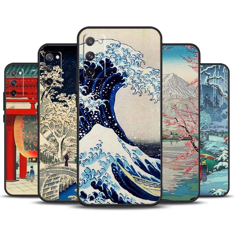 Funda de arte japonés ukiyo-e para Samsung Galaxy S23 Ultra S22 Plus S20 S21 FE S8 S9 S10 Note 10 20 S24 Ultra