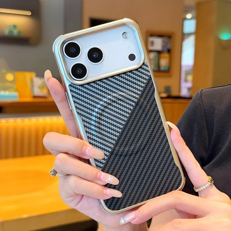 Para iPhone 17 Pro Max, 17 Pro Funda ELVEV Patrón de Fibra de Carbono PU Cuero Duro PC Succión Cubierta del Teléfono para iPhone Air - imagen 4