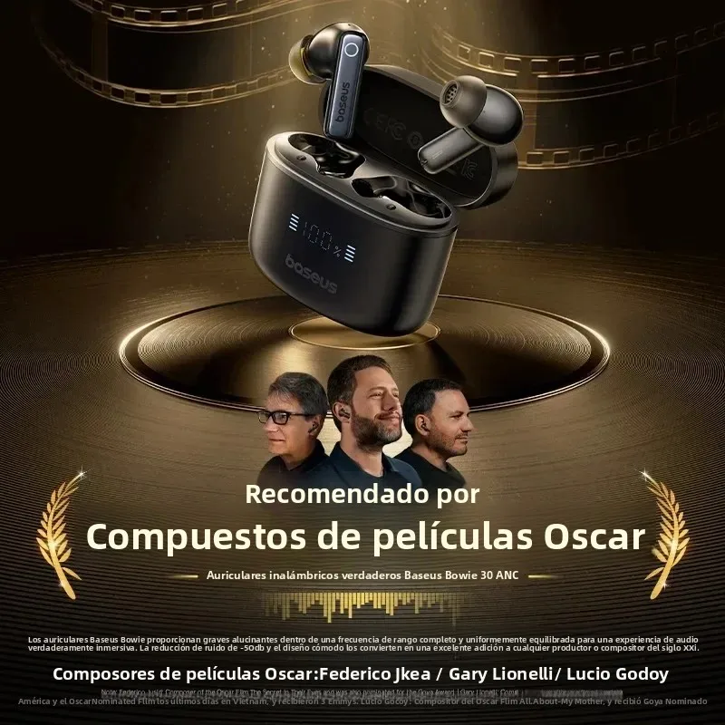 Baseus Bowie 30 auriculares inalámbricos 50dB reducción de ruido 65 horas de larga duración Bluetooth 5,3 auriculares 6 micrófonos AI llamada clara graves grandes - imagen 5