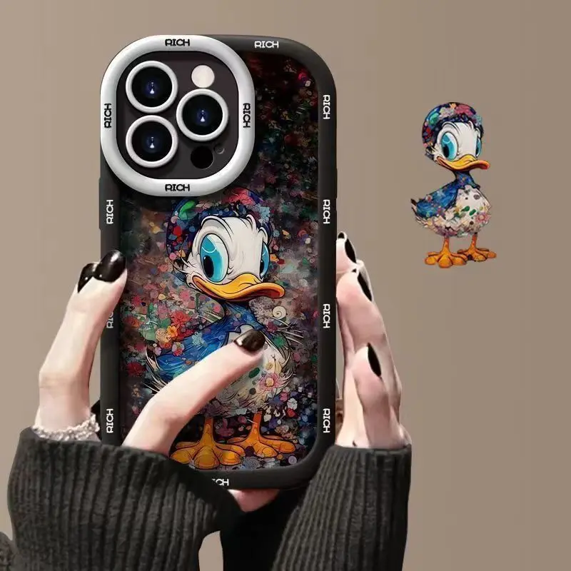 Bonita Funda de teléfono de pato para iPhone 13, 11, 14, 15, 12, 16 Pro Max, XR, X, Xs, 7, 8 Plus, SE, 15pro, 13pro, Funda de silicona suave de TPU
