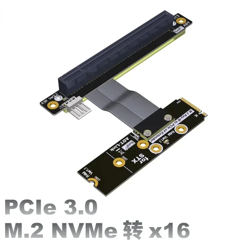 Adt-link Adaptador M.2 NVMe a PCIe 3.0 x16 Ángulo 90° Soporte GPU STX - imagen 3