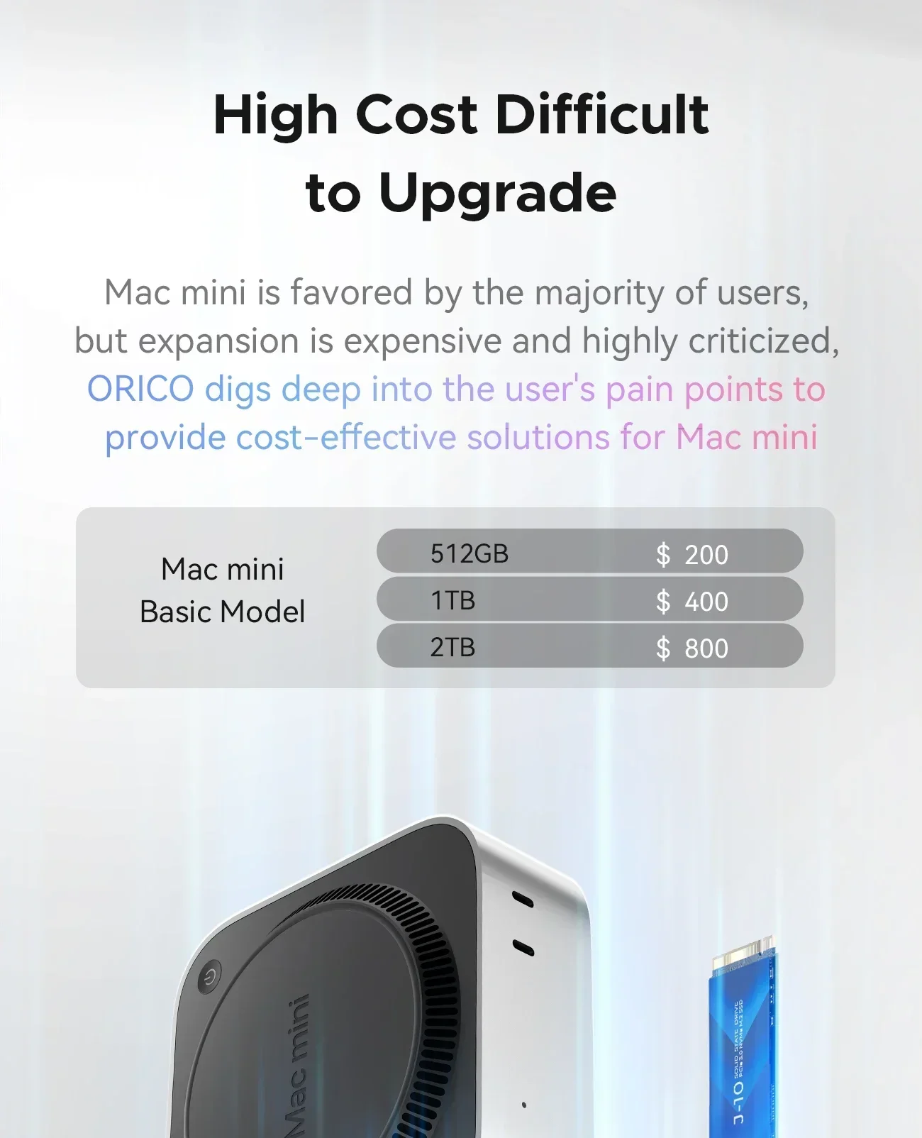 ORICO MiniDock Base de Expansión de Almacenamiento para Mac Mini M4&M4 Pro Base USB3.2 Gen2 Tipo C con 512G 1T 2T 4T M.2 SSD Opciones - imagen 5