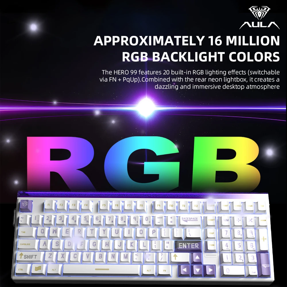 AULA HERO99-Teclado mecánico con cable, interruptor magnético, ritmo musical RGB, teclado de tasa de retorno de 8K, accesorio de ordenador para jugadores - imagen 3