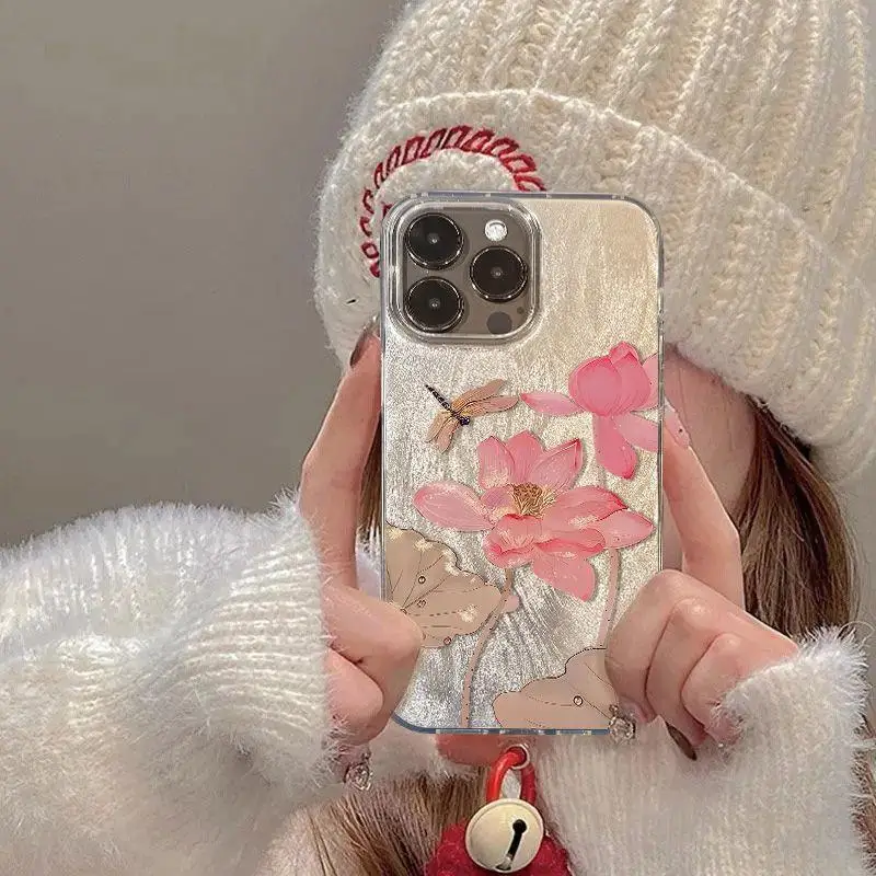 Funda de teléfono Simple rosa para Lotus para iPhone 16, funda de parachoques a prueba de golpes para iPhone 11, 12, 13, 14, 15 Pro Max XS X XR 7 8 Plus 16e - imagen 4