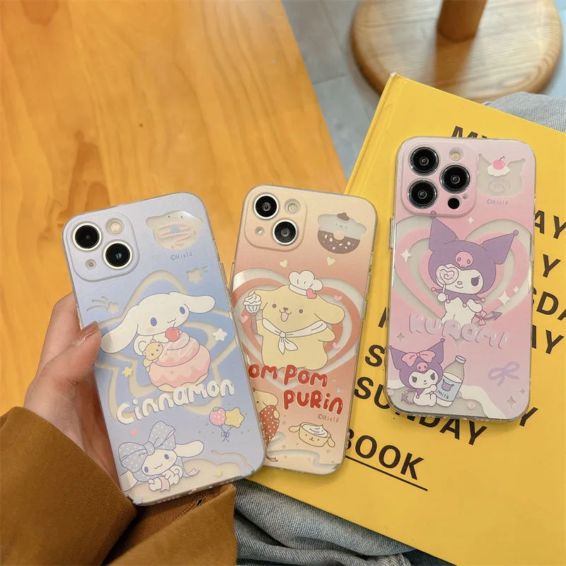 Kuromi-Funda de teléfono Cinnamoroll para iPhone, carcasa transparente para iPhone 16, 15, 14, 13, 12, 11, Mini Pro Max, X, XR, XSMax, 7, 8 Plus, SE20