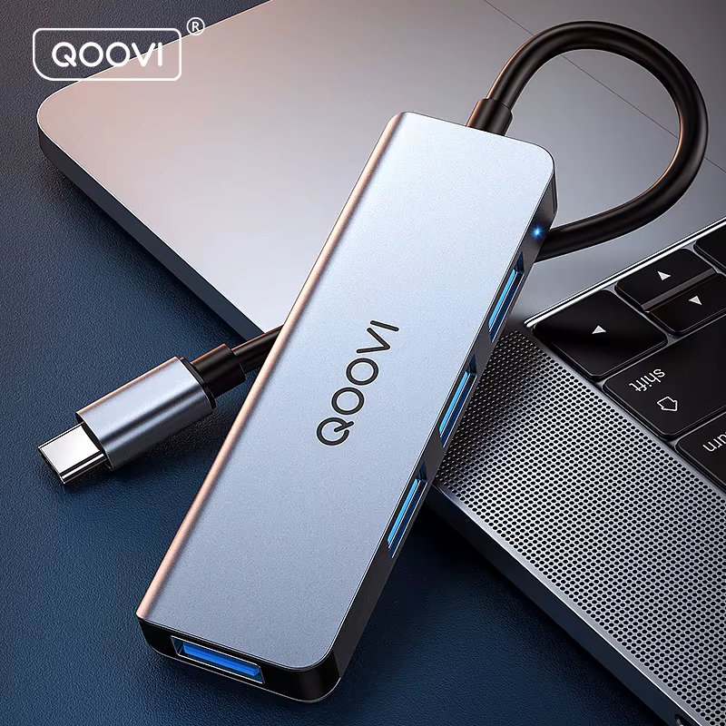 QOOVI Hub USB-C 4 en 1 – Adaptador MacBook iPad Huawei - imagen 5