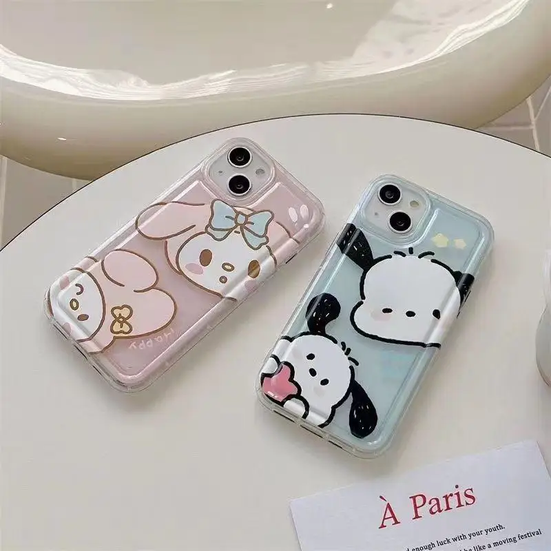 Funda de teléfono para IPhone 16 15 11 12 13 14 Pro Max XS XR 7 8 6 6S Plus SE 2022 funda suave de TPU con dibujos animados Pachacco Melody Kuromi - imagen 3
