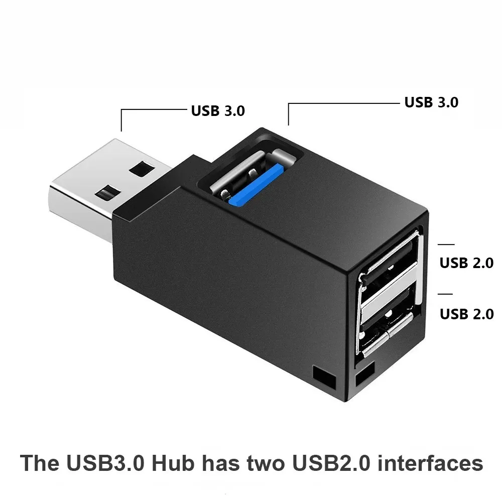 Adaptador de concentrador USB 3,0 de alta velocidad, extensor, Mini caja divisora, transferencia de datos de 3 puertos, estación de acoplamiento divisor USB para piezas de ordenador portátil - imagen 3