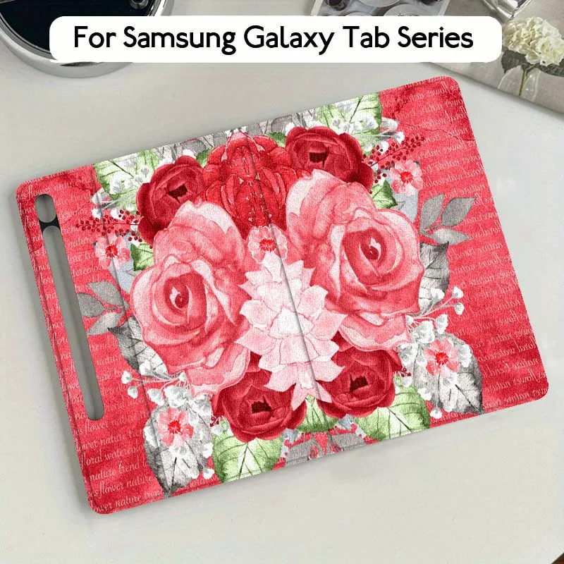 Arte flor peonía rosa Retro para Samsung Galaxy Tab S7 S8 S9 S10 11 12,4 13,1 FE Plus Lite pulgadas funda para tableta - imagen 2