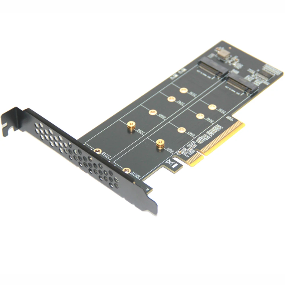 Tarjeta de expansión PCle4.0 X8 a 2xNVME M.2 M.2 SSD GEN4 PCIe 4,0 placa base de PC X1 X4 X8 tarjeta de expansión para 2230 2242 2260 2280 - imagen 5