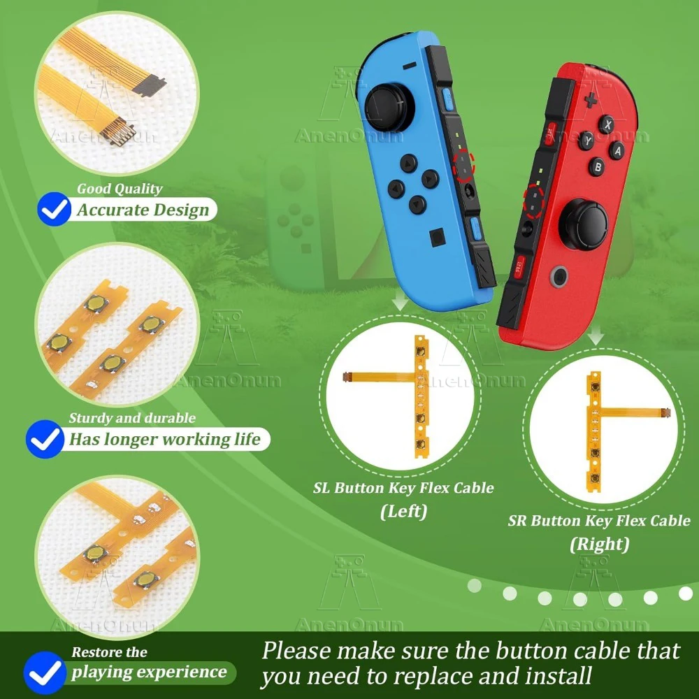 Joy Con SL/SR Cable flexible de botón para interruptor/interruptor OLED Premium piezas de reparación cinta de llave Cable de luz indicadora lateral - imagen 5