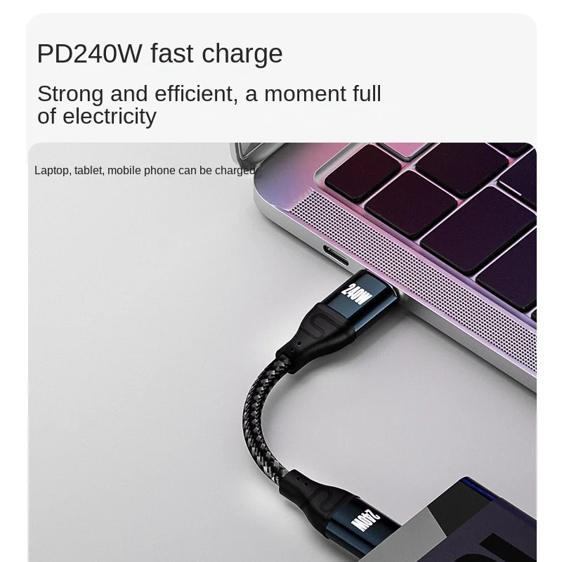 Cable USB tipo C para ordenador portátil, Cable de transferencia de datos PD de 240W a USB-C, carga rápida 2,0, 48V, 5A, QC4.0, 0,5 M, 1M, 1,5 M, 2M, 3M - imagen 3