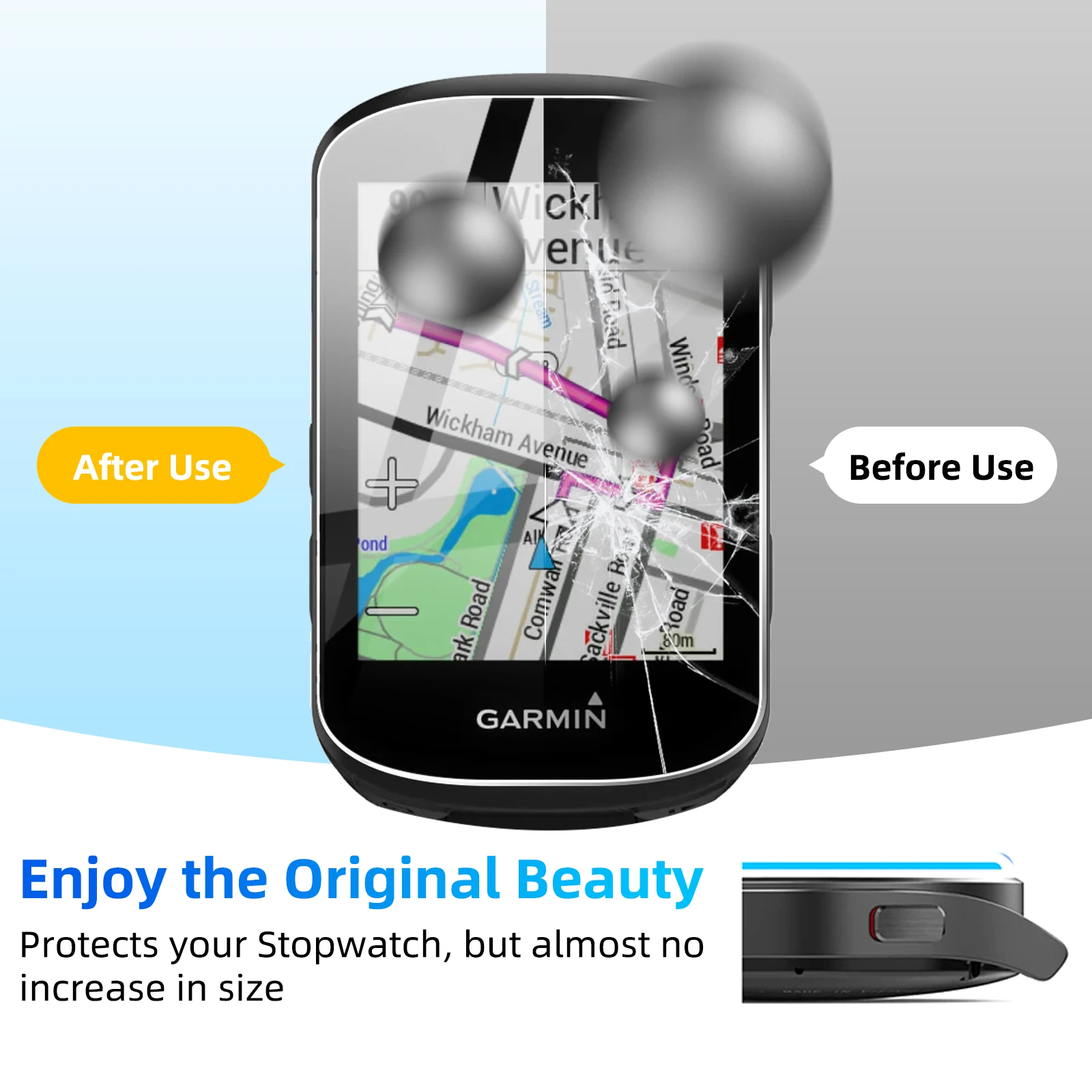 Funda de silicona y vidrio templado para Garmin Edge, Protector de pantalla para cronómetro, GPS, 2 piezas, 840, 540, 530, 830, 1040, 1030, 520, 130 Plus - imagen 3
