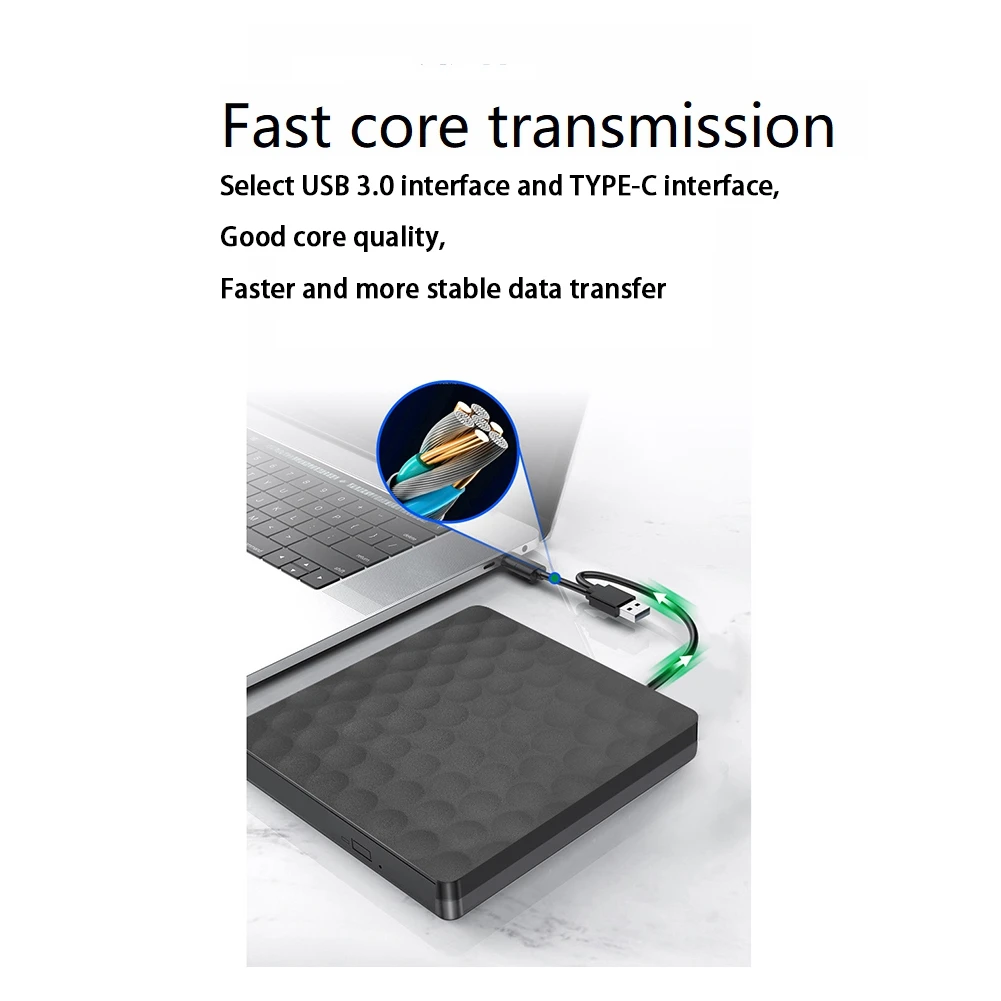 Grabadora de Blu-Ray móvil externa con USB 3,0, TYPE-C grabadora de DVD, Unidad de Blu-Ray portátil, compatible con 3D, 25G, 50G, para ordenadores portátiles de escritorio - imagen 3