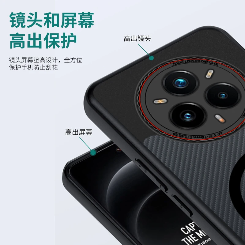 Funda Magsafe para Realme 14 Pro +, Airbag magnético absorbente de piel, cubierta negra transparente anticaída para Realme 14 Pro Plus - imagen 4