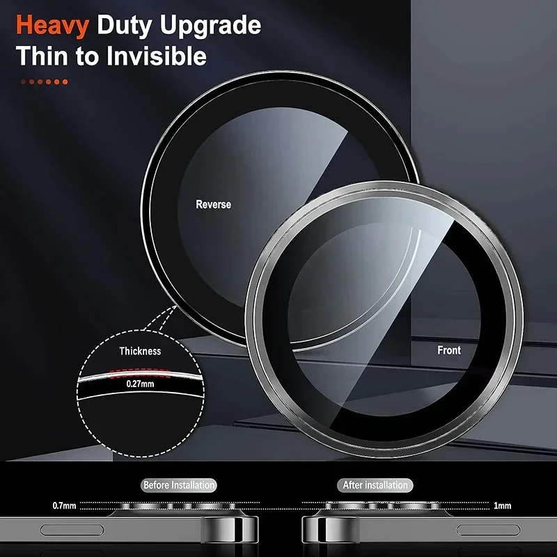 Protector de cámara para IPhone 15 16 Pro Max, anillo de Metal, cristal de lente para IPhone 15pro Max 15Plus, tapa de lente trasera, 2-3 uds. - imagen 5