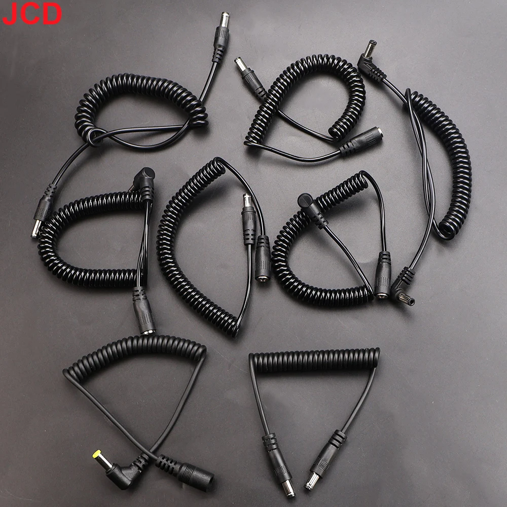 JCD 1 pieza DC 5,5mm x 2,1mm macho a hembra Cable en espiral de alimentación DC 5,5x2,5mm Cable de resorte de extensión para tira de LED CCTV - imagen 5