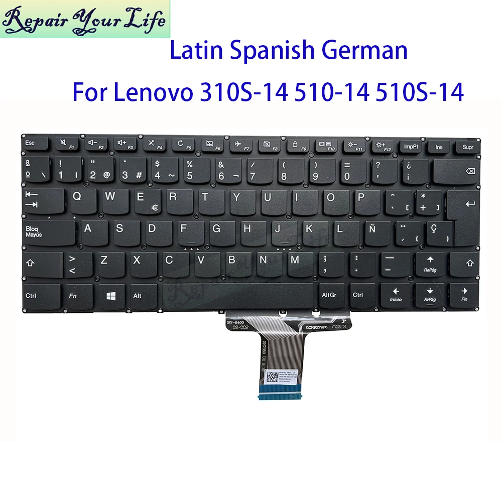 Teclado latino español alemán retroiluminado para Lenovo Ideapad 310s-14 310S-14AST 510-14AST 510-14ISK 510S-14IKB LCM15J5 SN20K82145