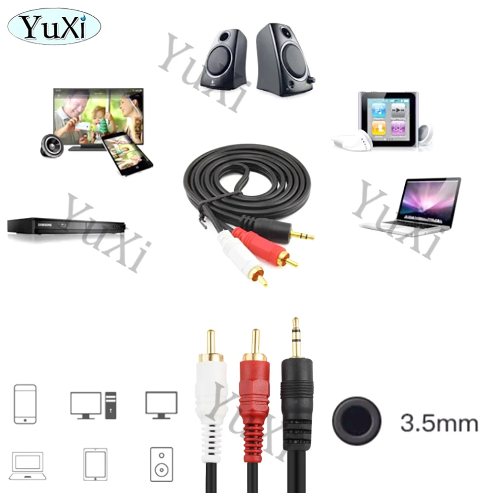 1 unidad de Cable de Audio y vídeo Aux a 2 RCA de 3,5mm, Cable divisor en Y estéreo, adaptador AV, Cable 2RCA para DVD, TV, VCR, PC, altavoz de teléfono - imagen 3
