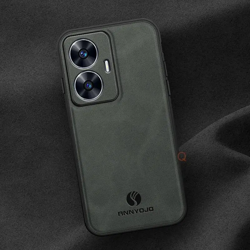 Funda de piel de oveja Retro para Oppo Realme C53 C55, funda trasera magnética Vintage de lujo para hombres de negocios en C 53 55 - imagen 3