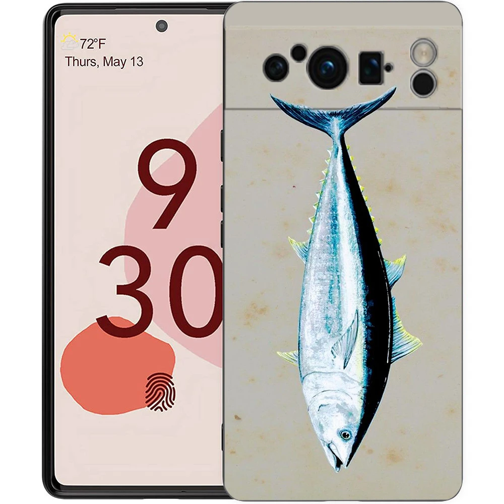 Funda de teléfono Bluefin Tuna para Google Pixel 9 8 7 6 Pro XL 8A 6A 7A 5G suave a prueba de golpes TPU cubierta negra Fundas - imagen 3