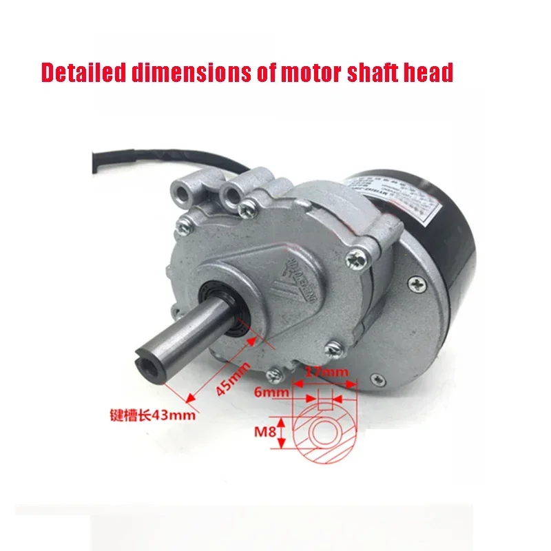 Motor de cepillo de baja velocidad de 250w, 24v, 75rpm o 120rpm, eje más largo de 44mm, diámetro del eje de 17mm, silla de ruedas, motor cepillado de engranaje CC usado, - imagen 2