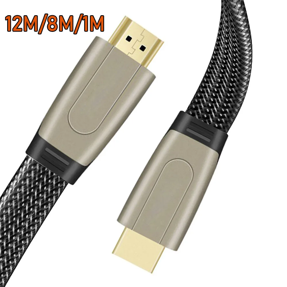 Cable HDMI 2,0 Premium, cable HDMI plano, Ultra largo, 8M/12M/1M, 4K, 60Hz, HDR, de aleación de Zinc, para PS5, Xbox, Apple, TV, PC, HDTV, PS4