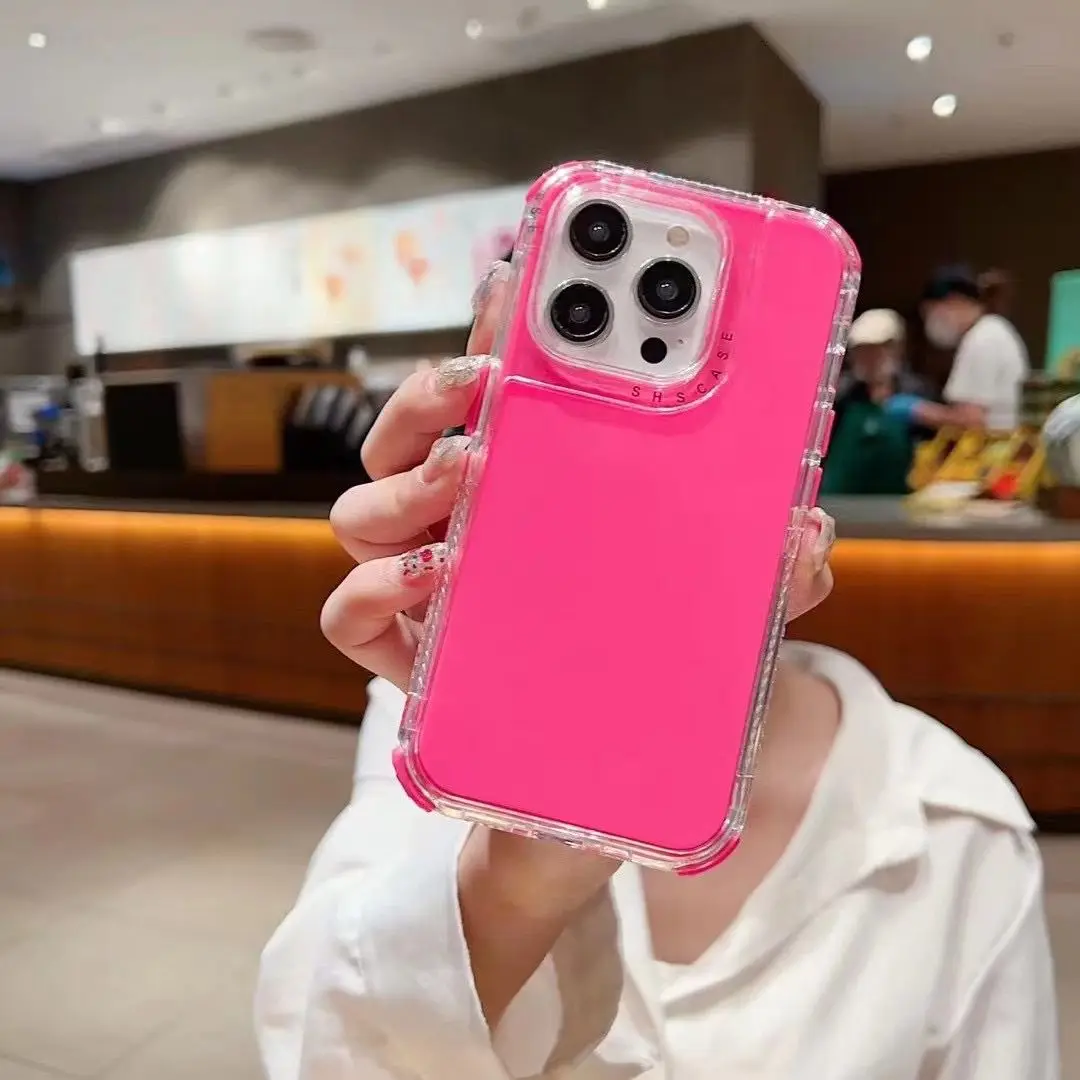 3 en 1 para iPhone 16 15 14 13 12 11 17 Pro Max Air 15 16 14 PLUS XR XS Max protección de grado militar funda armadura de Color sólido