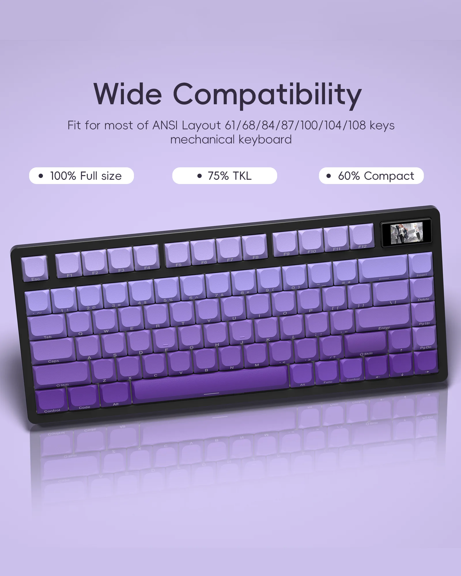 XVX-teclas de perfil bajo para teclado mecánico, accesorio morado, MX PBT, Dye-Sub, impresión lateral, Compatible con 61/64/75/87/96/108 - imagen 4