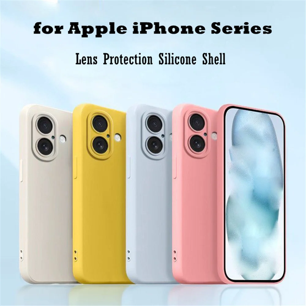 Funda de teléfono de silicona suave con protección de cámara para iPhone 17 Pro Max 16 15 14 Plus 13 mini Air 16e cubierta integrada a prueba de golpes
