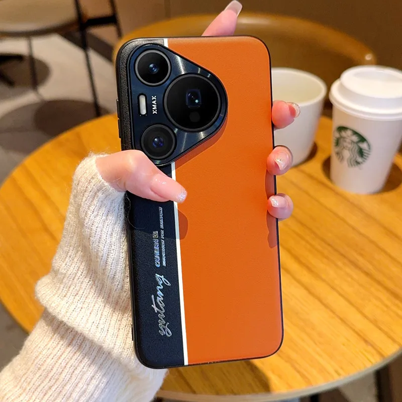 For Huawei Pura 70 Pro Case Fashion PC+PU Leather Camera luminous Protect Back Cover Case For For Huawei Pura 70 Ultra P70 Shell - imagen 2