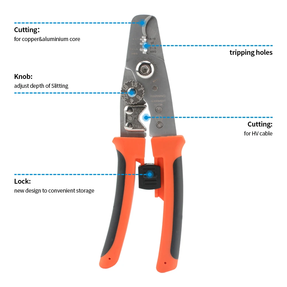 Cortador pelador de cables, alicates multifunción, herramientas duraderas manuales para electricista con tijeras para cables laterales, fáciles de usar - imagen 4