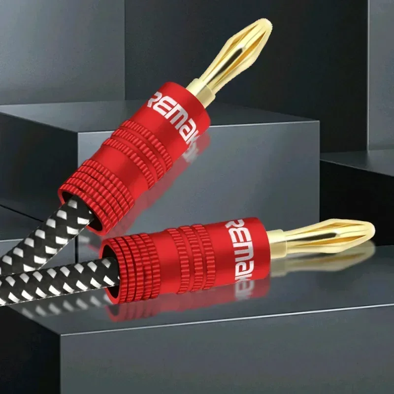 Cable de altavoz trenzado de alta fidelidad con conectores Banana chapados en oro Cable de altavoz OFC de cobre puro con recuento de hebras altas - imagen 5