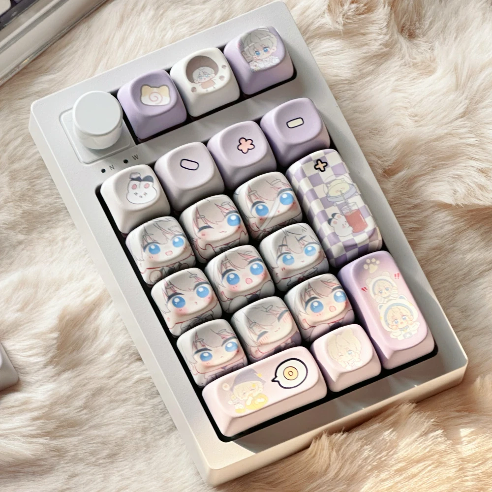 Teclas moradas de dibujos animados, tema de estrella, Moa Pbt 7/6,25U, barra espacial adecuada para teclas de diseño Aula F 75 Rain 75 - imagen 4