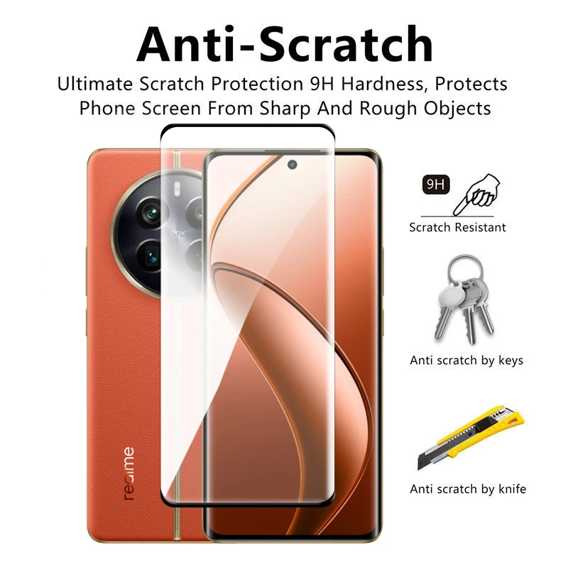 4/3/2 Uds para Realme 12 Pro + vidrio templado para Realme 10 11 12 Pro Plus Protector de pantalla 3D curvado cubierta completa vidrio Protector - imagen 5